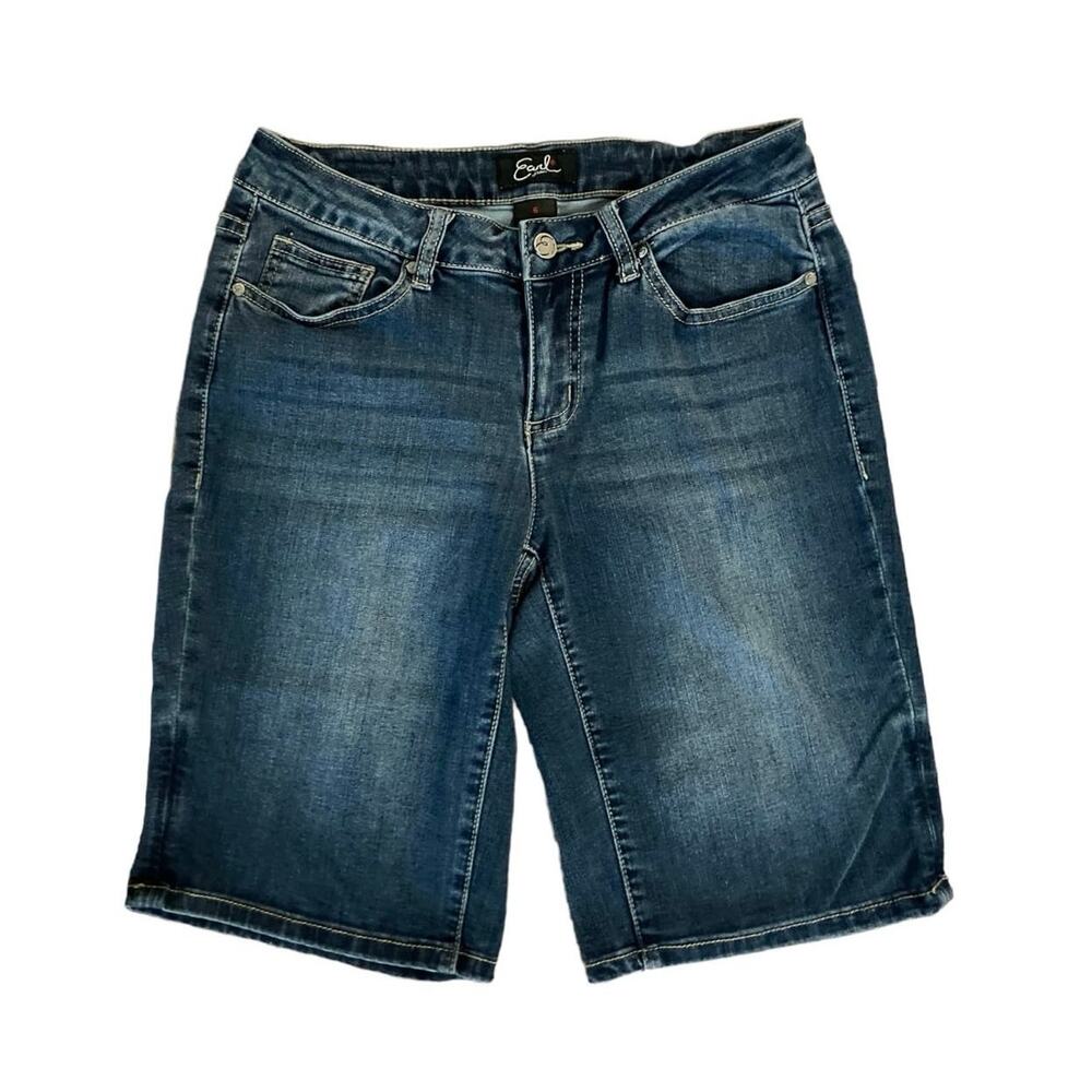 Earl Jeans Women's Blue Denim 11" Inseam Bermuda Shorts 5-Pockets | Size 6